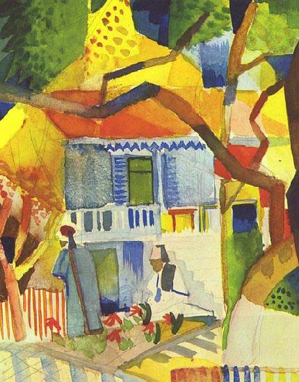 August Macke Innenhof des Landhauses in St. Germain oil painting picture